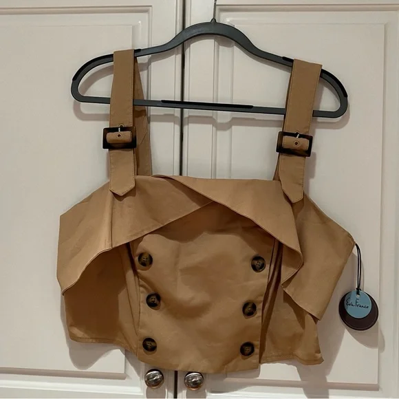 NWT Eva Franco Trench Buttoned Blouse 16W US/20W UK Khacki Anthropologie Plus - Picture 2 of 14